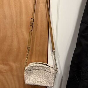 Calvin Klein Beige and Tan Crossbody Bag